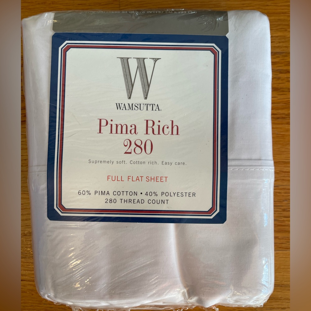 🆕Wamsutta Pima Rich 280 Alabaster White Full Flat Sheet NOS sealed cotton blend